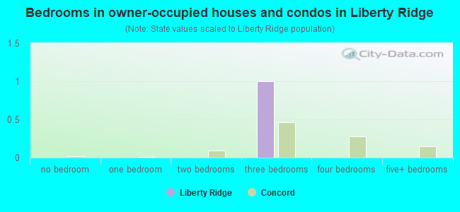 Bedrooms in owner-occupied houses and condos in Liberty Ridge