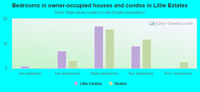 Bedrooms in owner-occupied houses and condos in Lillie Estates