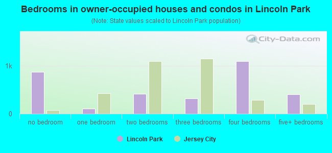 Bedrooms in owner-occupied houses and condos in Lincoln Park