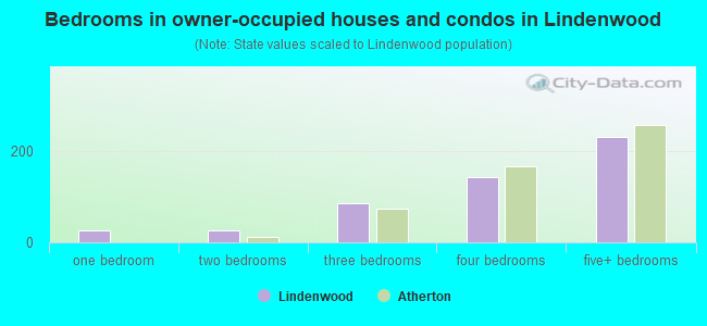 Bedrooms in owner-occupied houses and condos in Lindenwood