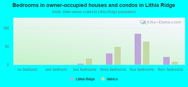 Bedrooms in owner-occupied houses and condos in Lithia Ridge