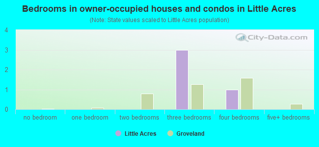 Bedrooms in owner-occupied houses and condos in Little Acres