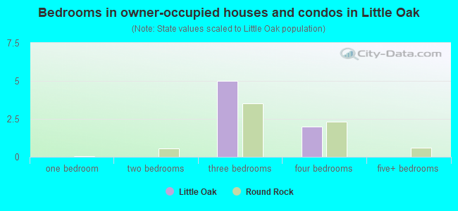 Bedrooms in owner-occupied houses and condos in Little Oak