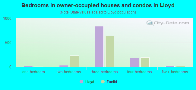 Bedrooms in owner-occupied houses and condos in Lloyd