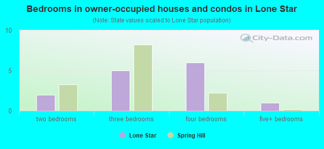 Bedrooms in owner-occupied houses and condos in Lone Star