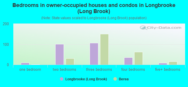 Bedrooms in owner-occupied houses and condos in Longbrooke (Long Brook)