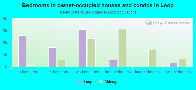 Bedrooms in owner-occupied houses and condos in Loop