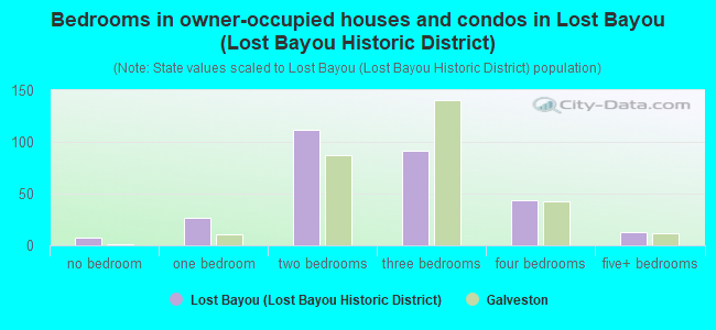 Bedrooms in owner-occupied houses and condos in Lost Bayou (Lost Bayou Historic District)