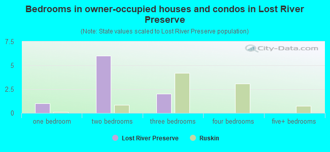 Bedrooms in owner-occupied houses and condos in Lost River Preserve