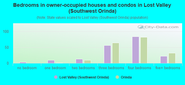 Bedrooms in owner-occupied houses and condos in Lost Valley (Southwest Orinda)