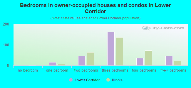 Bedrooms in owner-occupied houses and condos in Lower Corridor