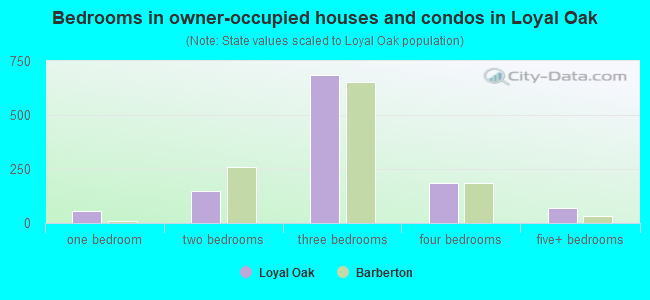 Bedrooms in owner-occupied houses and condos in Loyal Oak