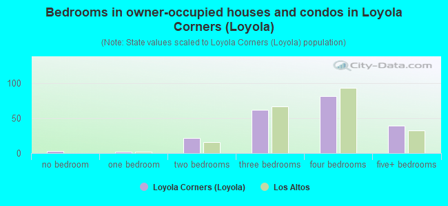 Bedrooms in owner-occupied houses and condos in Loyola Corners (Loyola)