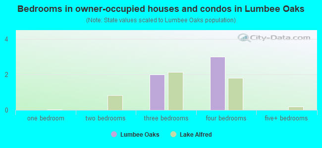 Bedrooms in owner-occupied houses and condos in Lumbee Oaks