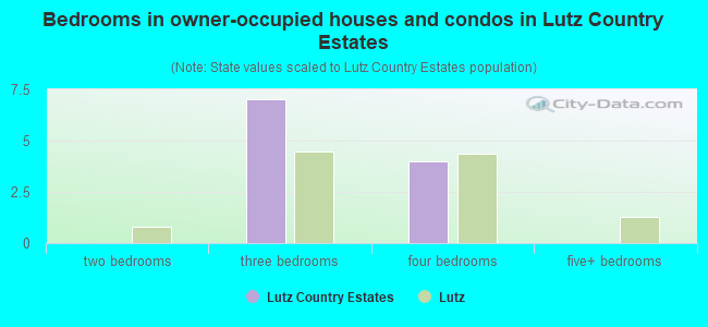 Bedrooms in owner-occupied houses and condos in Lutz Country Estates