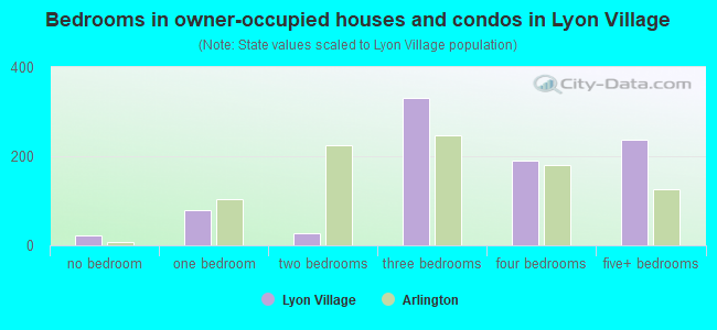 Bedrooms in owner-occupied houses and condos in Lyon Village