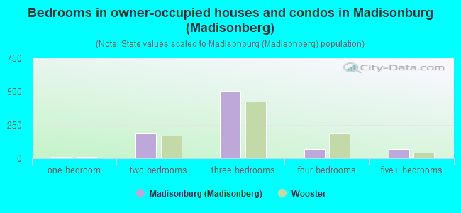 Bedrooms in owner-occupied houses and condos in Madisonburg (Madisonberg)