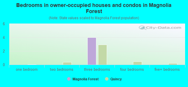 Bedrooms in owner-occupied houses and condos in Magnolia Forest