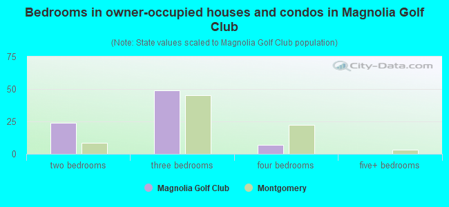 Bedrooms in owner-occupied houses and condos in Magnolia Golf Club