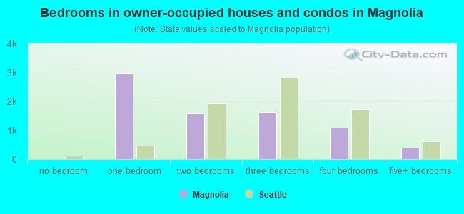 Bedrooms in owner-occupied houses and condos in Magnolia