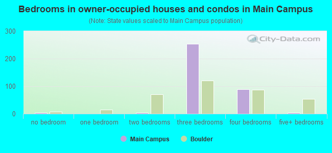 Bedrooms in owner-occupied houses and condos in Main Campus
