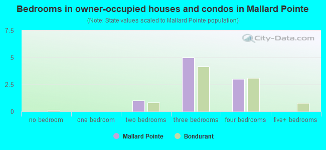 Bedrooms in owner-occupied houses and condos in Mallard Pointe