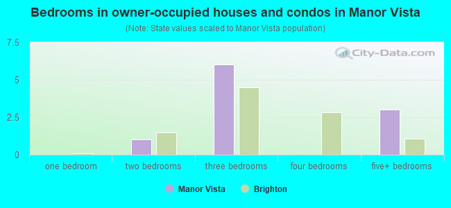 Bedrooms in owner-occupied houses and condos in Manor Vista
