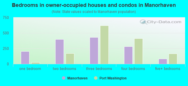 Bedrooms in owner-occupied houses and condos in Manorhaven