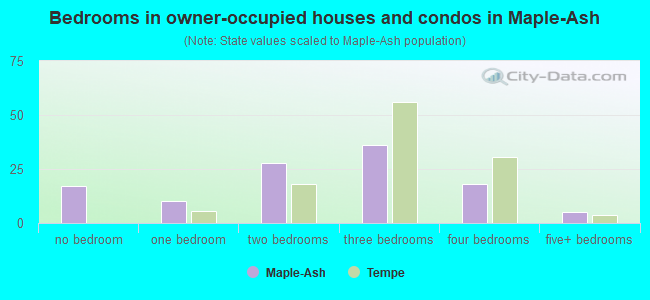 Bedrooms in owner-occupied houses and condos in Maple-Ash