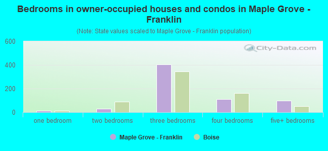 Bedrooms in owner-occupied houses and condos in Maple Grove - Franklin