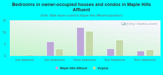 Bedrooms in owner-occupied houses and condos in Maple Hills Affluent