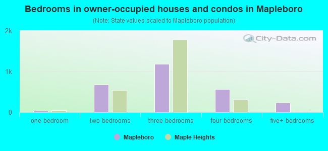 Bedrooms in owner-occupied houses and condos in Mapleboro