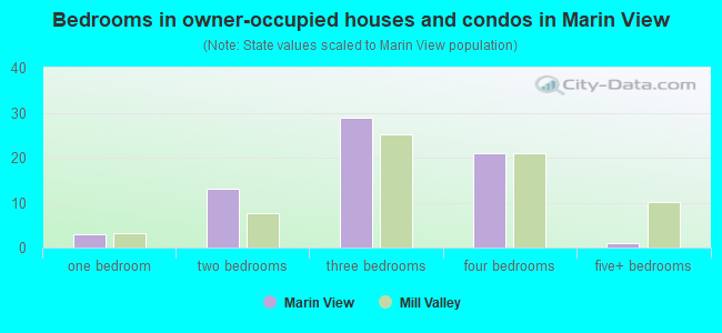 Bedrooms in owner-occupied houses and condos in Marin View