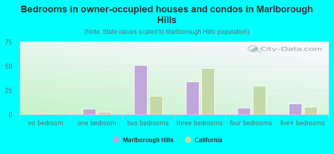 Bedrooms in owner-occupied houses and condos in Marlborough Hills