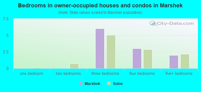 Bedrooms in owner-occupied houses and condos in Marshek