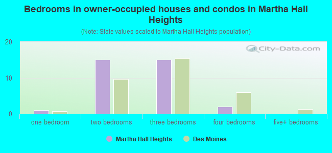 Bedrooms in owner-occupied houses and condos in Martha Hall Heights
