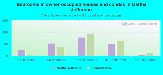 Bedrooms in owner-occupied houses and condos in Martha Jefferson