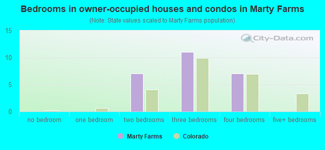 Bedrooms in owner-occupied houses and condos in Marty Farms