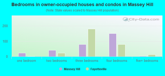 Bedrooms in owner-occupied houses and condos in Massey Hill
