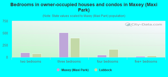 Bedrooms in owner-occupied houses and condos in Maxey (Maxi Park)