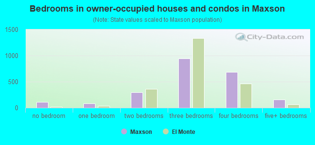 Bedrooms in owner-occupied houses and condos in Maxson