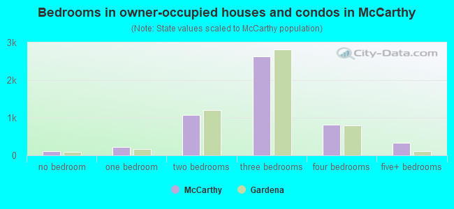 Bedrooms in owner-occupied houses and condos in McCarthy