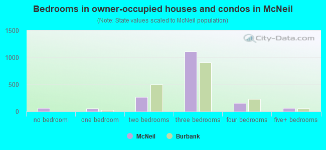 Bedrooms in owner-occupied houses and condos in McNeil