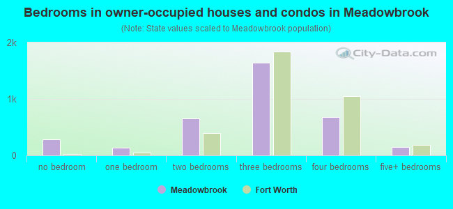 Bedrooms in owner-occupied houses and condos in Meadowbrook