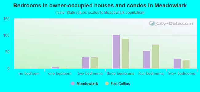 Bedrooms in owner-occupied houses and condos in Meadowlark