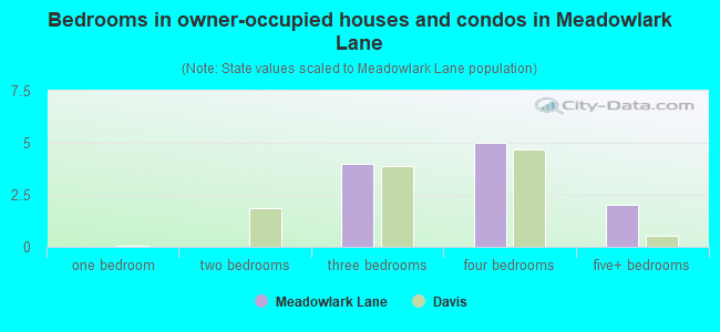 Bedrooms in owner-occupied houses and condos in Meadowlark Lane