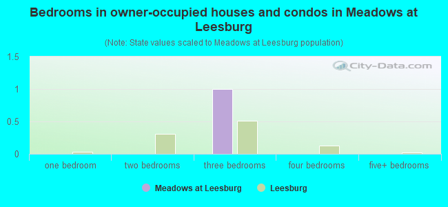 Bedrooms in owner-occupied houses and condos in Meadows at Leesburg