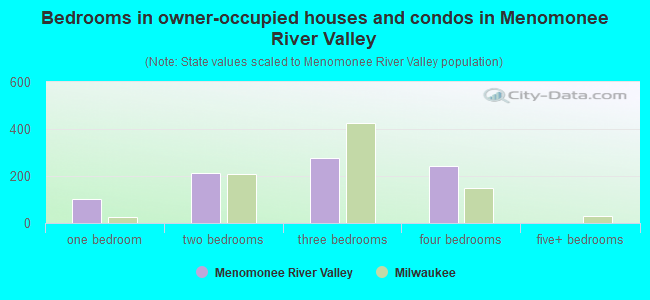 Bedrooms in owner-occupied houses and condos in Menomonee River Valley