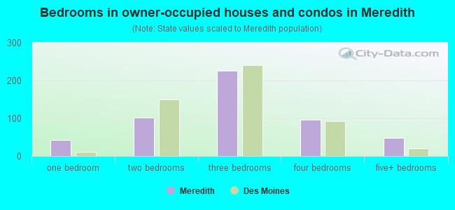 Bedrooms in owner-occupied houses and condos in Meredith