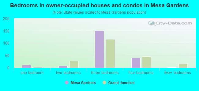 Bedrooms in owner-occupied houses and condos in Mesa Gardens